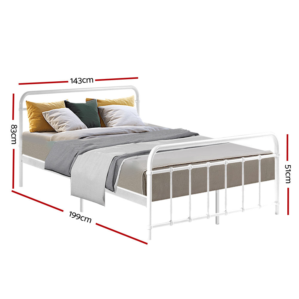 Artiss Bed Frame Metal Frames LEO - Double (White)