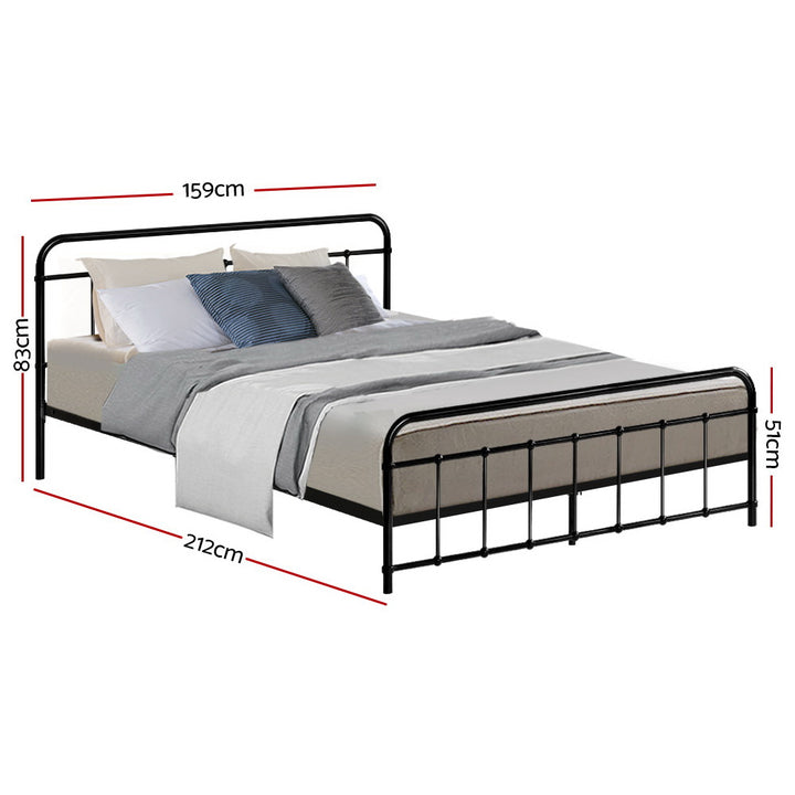 Artiss Bed Frame Metal Frames LEO - Queen (Black)