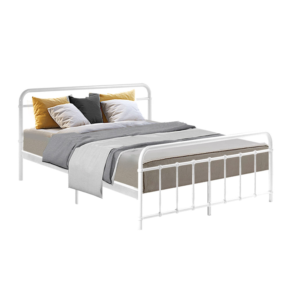 Artiss Bed Frame Metal Frames LEO - Queen (White)