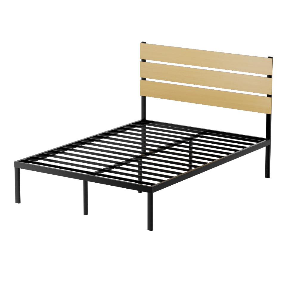 Artiss Bed Frame Double Size Metal Base Mattress Platform Foundation Black PAULA