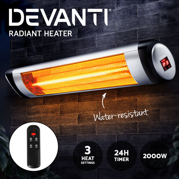 Devanti Electric Strip Heater Radiant Heaters 2000W