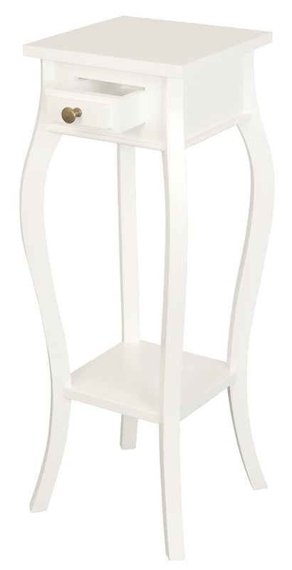 1 Drawer Cabriol Leg Plant Stand (White)