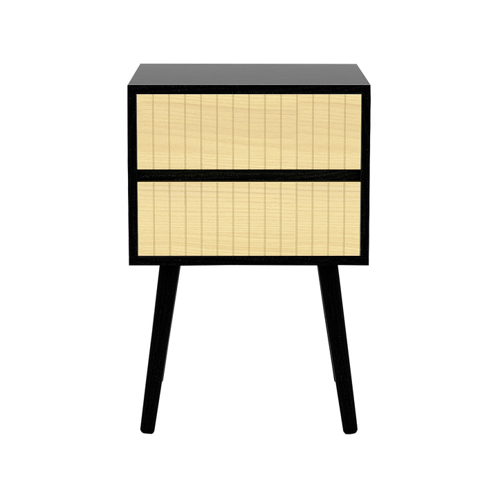 Sarantino Ivan Bedside Table Night Stand - Black/natural