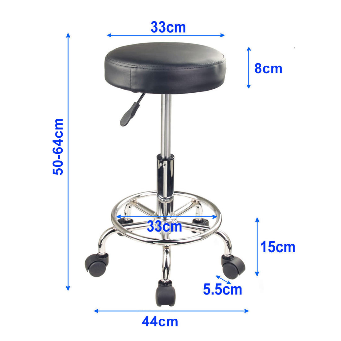 2X Swivel Salon Barber Stool Chair Round Type BLACK