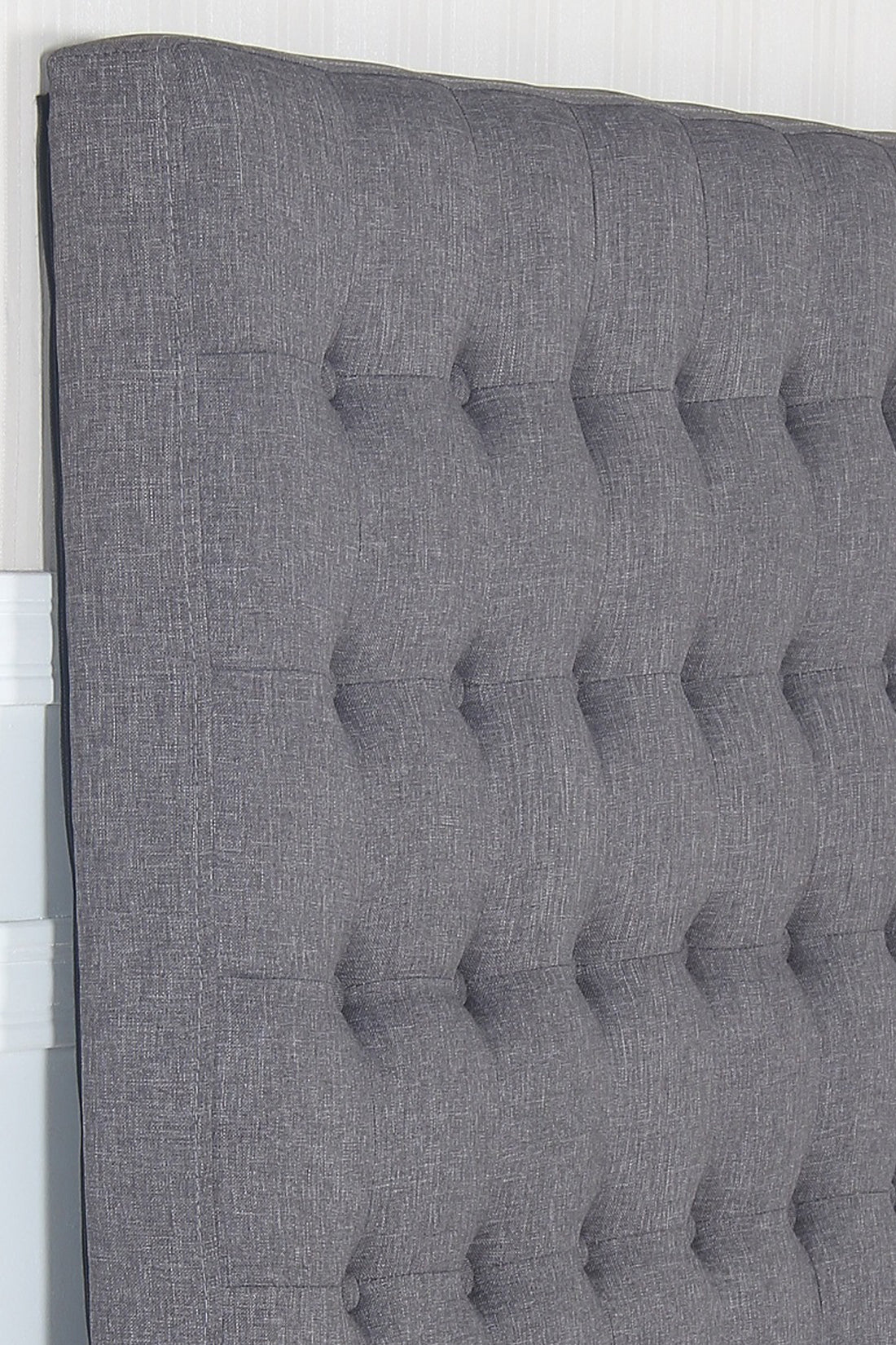 Bed Head Double Charcoal Headboard Upholstery Fabric Tufted Buttons