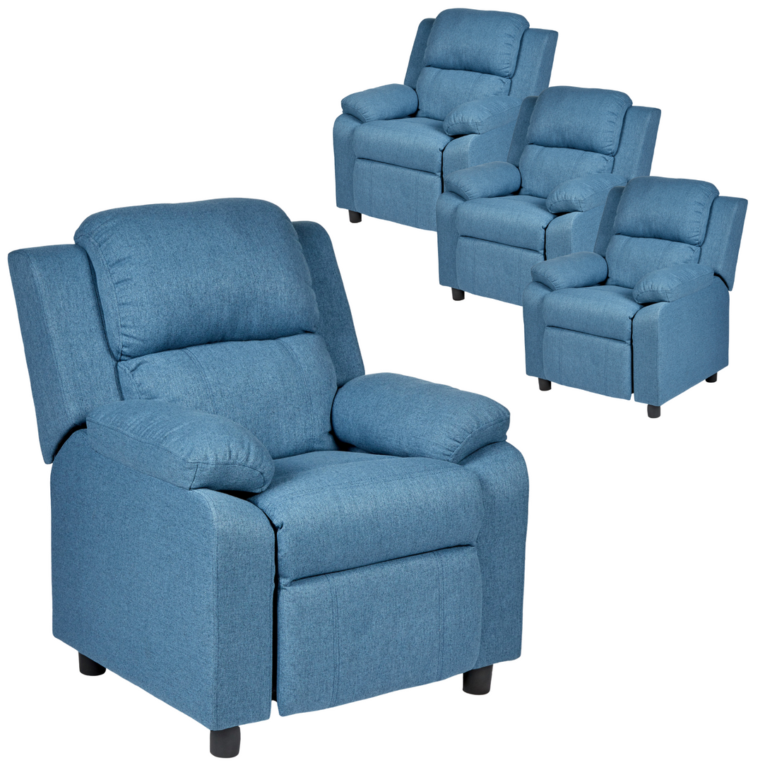 1 Set of 4 Erika Navy Blue Adult Recliner Sofa Chair Blue Lounge Couch Armchair Furniture