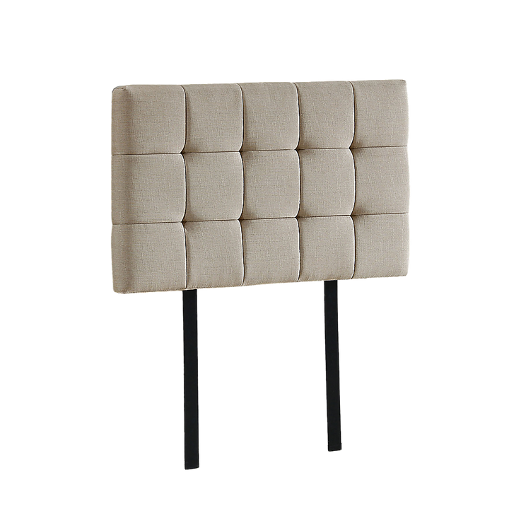 Linen Fabric Single Bed Deluxe Headboard Bedhead - Beige