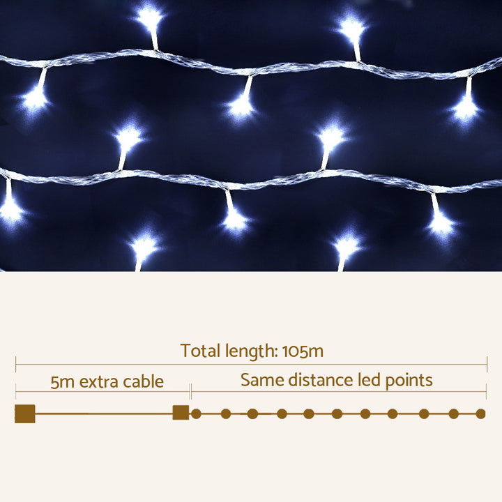 Jingle Jollys 100M Christmas Lights String Light 500 LED Cool White