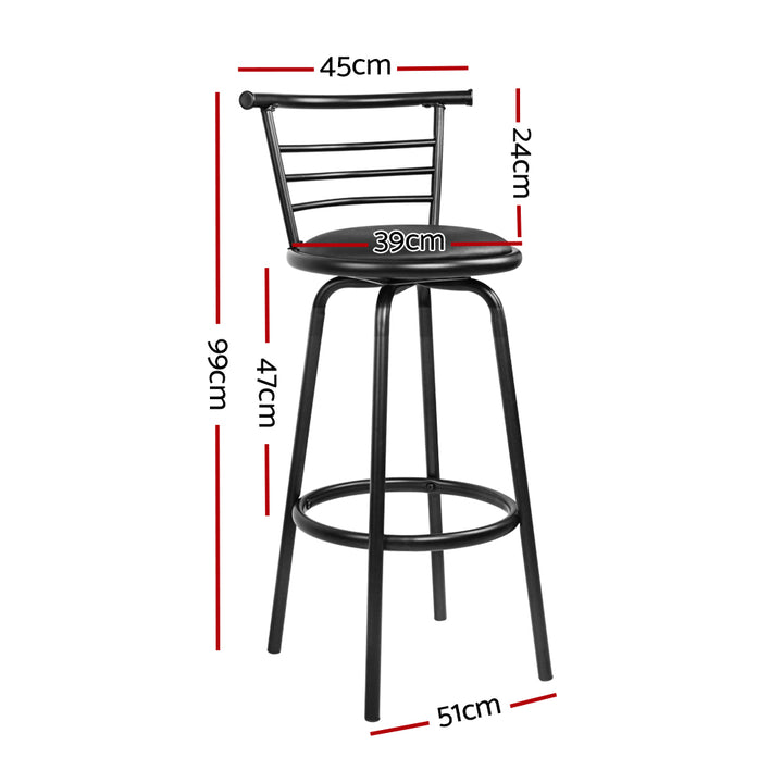 Artiss 2x Bar Stools Swivel Leather Padded Metal