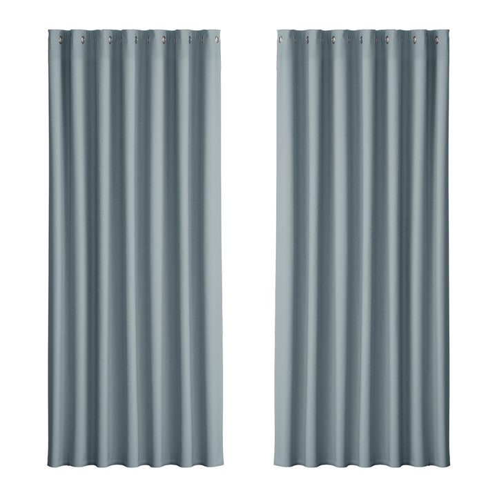 Artiss 2X Blockout Curtains Blackout Window Curtain Eyelet 240x230cm Grey
