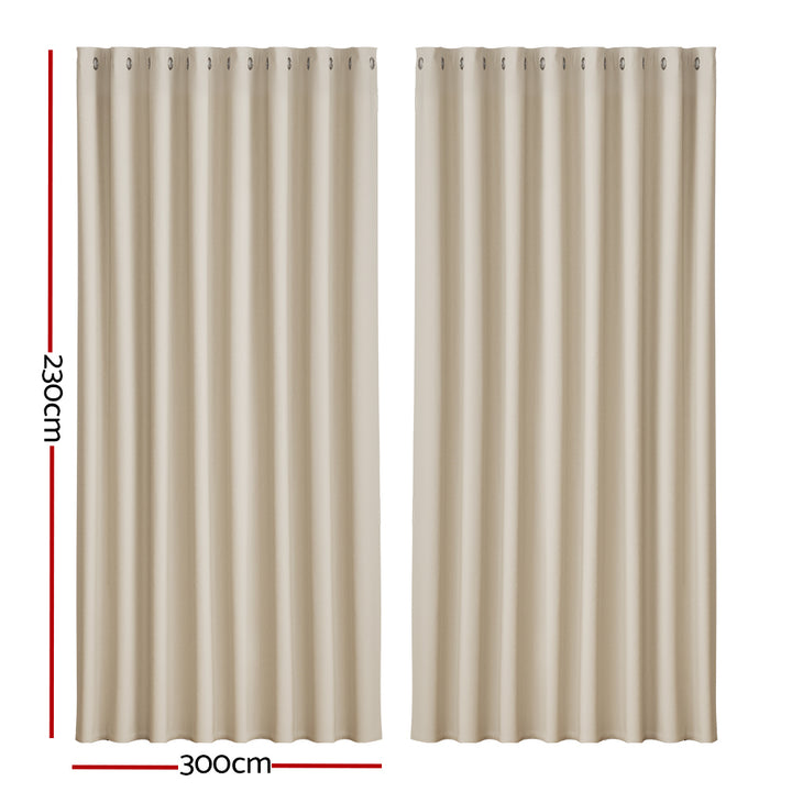 Artiss 2X Blockout Curtains Blackout Window Curtain Eyelet 300x230cm Beige