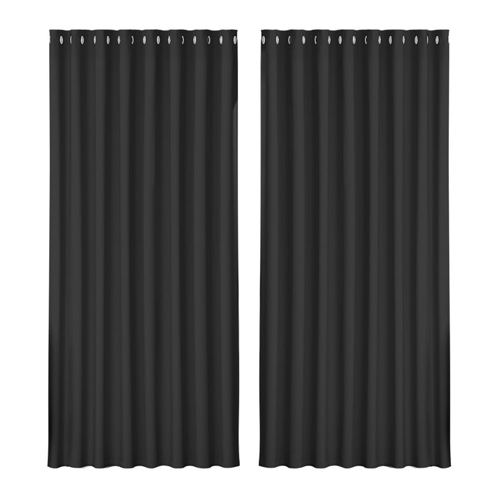 Artiss 2X Blockout Curtains Blackout Window Curtain Eyelet 300x230cm Black