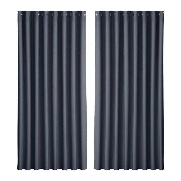 Artiss 2X Blockout Curtains Blackout Window Curtain Eyelet 300x230cm Charcoal