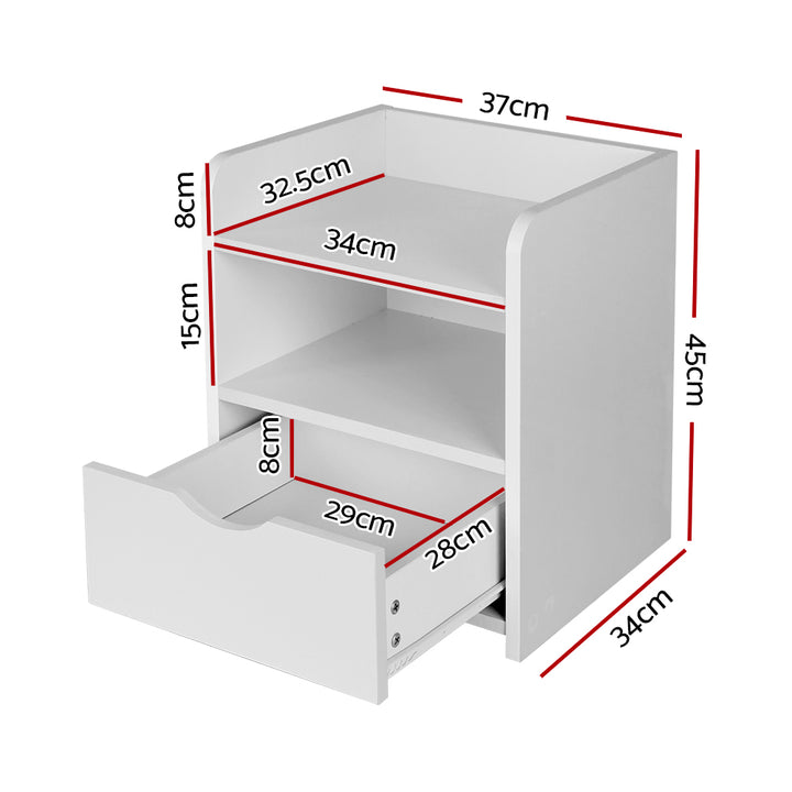 Artiss Bedside Table Drawer - White