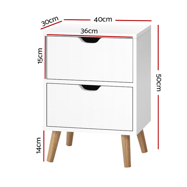 Artiss Bedside Tables Drawers Side Table Nightstand White Storage Cabinet Wood