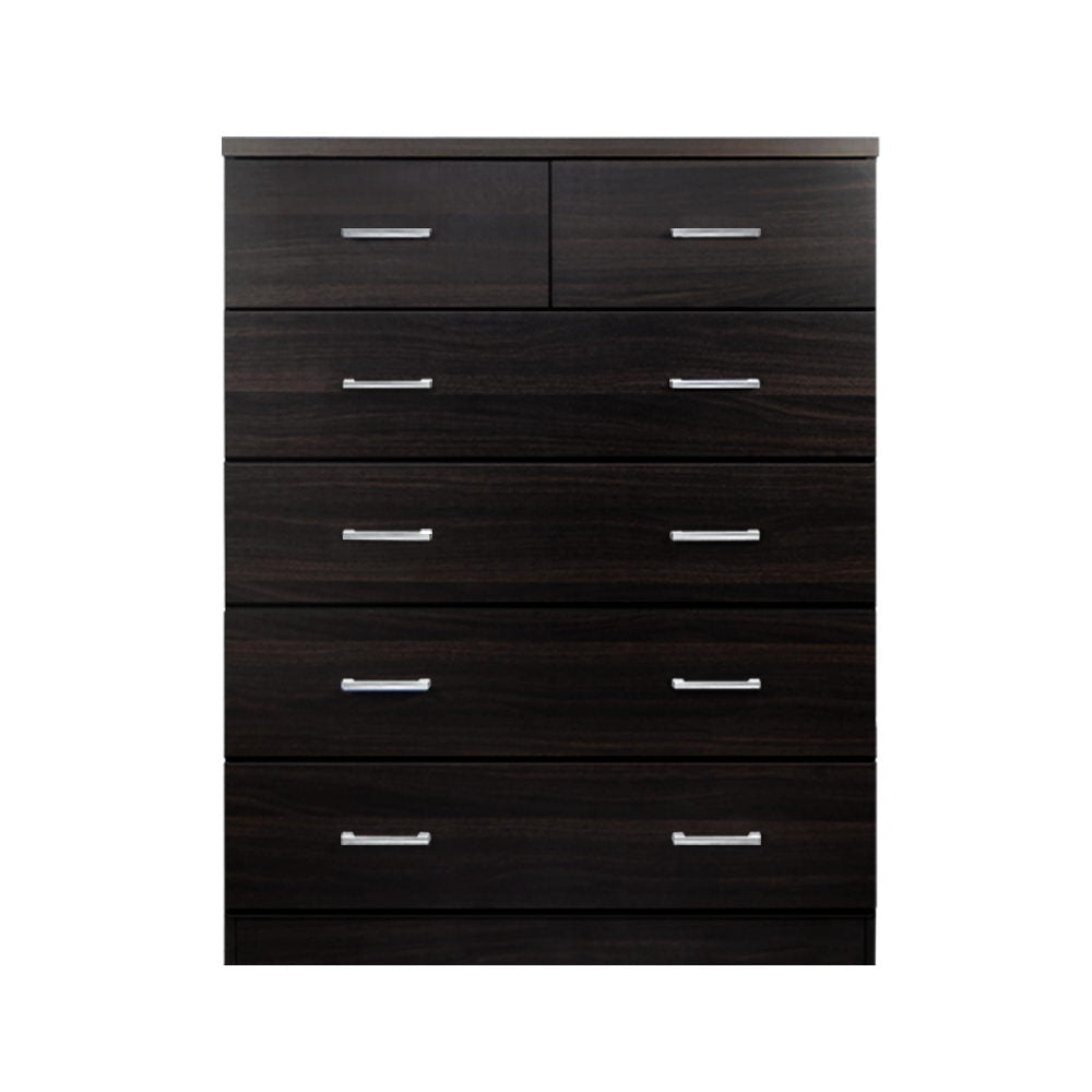 Artiss Tallboy 6 Drawers Storage Cabinet - Walnut