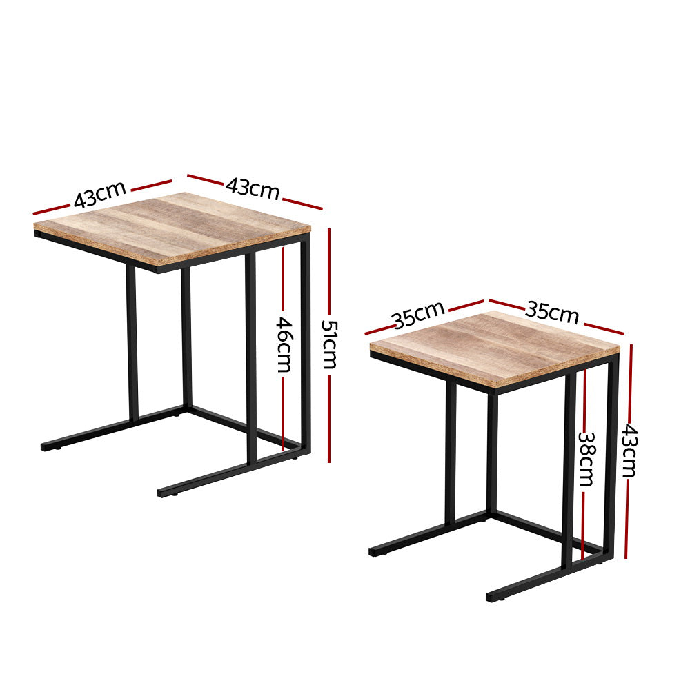 Artiss Nesting Coffee Table Sef of 2 Walnut Brok