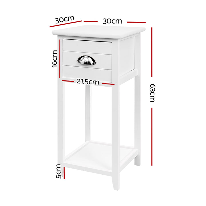 Artiss Bedside Table Nightstand Drawer Storage Cabinet Lamp Side Shelf White