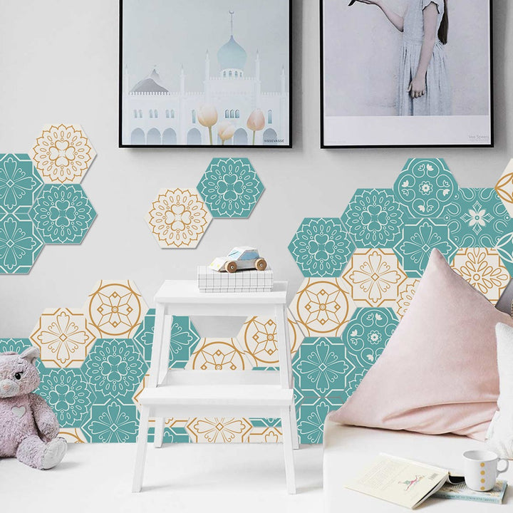 10PCS Multi Colour Tile Set Hexagon Decoration Decal Self-adhesive Oil-proof And Waterproof Wall Stickers