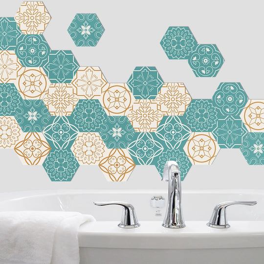 10PCS Multi Colour Tile Set Hexagon Decoration Decal Self-adhesive Oil-proof And Waterproof Wall Stickers