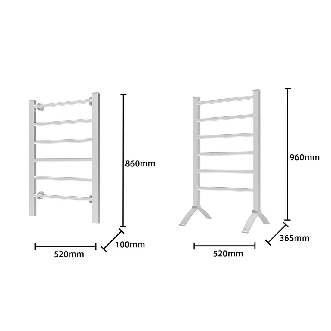 Pronti Heated Towel Rack Electric Bathroom Towel Rails Warmer 100w - Silver