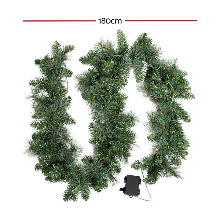 Jingle Jollys 1.8M Christmas Garland with Pre-lit LED Lights Xmas Tree Decor