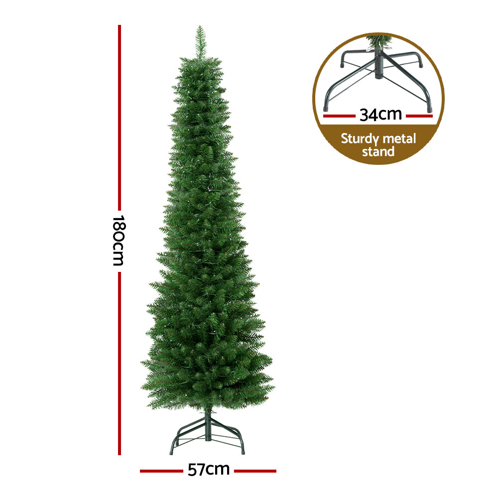 Jingle Jollys 1.8M Christmas Tree with Pre-Lit LED Lights Decoration 300 Tips